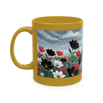 🌺☔ The Lady In The Stormy Flower Garden Ceramic Mug – Art Deco Fashion Elegance