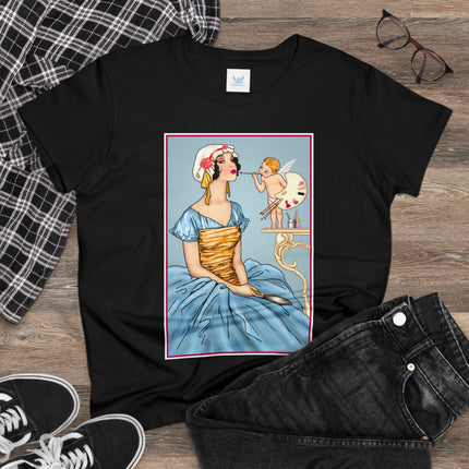The Enchanting Painter: A Fairy's Artistic Touch Ceramic Women's Midweight Cotton Tee