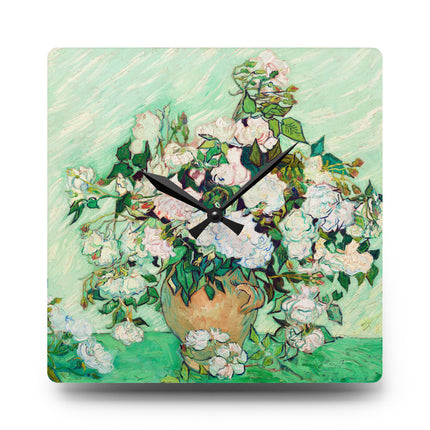 Roses by Vincent Van Gogh Acrylic Wall Clock, Round and Square