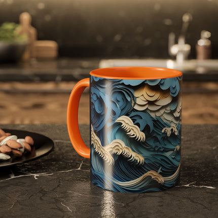 Dramatic Ocean with Crashing Waves Colorful Mugs (11oz, 15oz)