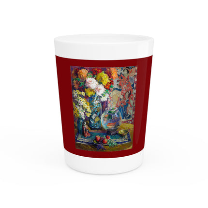 Fish, Fruits, and Flowers by Kathryn E. Cherry Ceramic Shot Glass