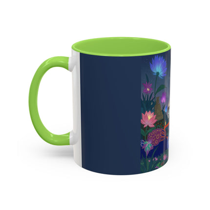 Moonlit Incense Ceremony Colorful Mugs – Art Deco Meditation Garden