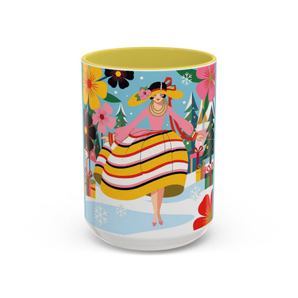 🌼🎄 The Christmas Blossom Belle Colorful Mug – Colorful Art Deco Holiday Fantasy
