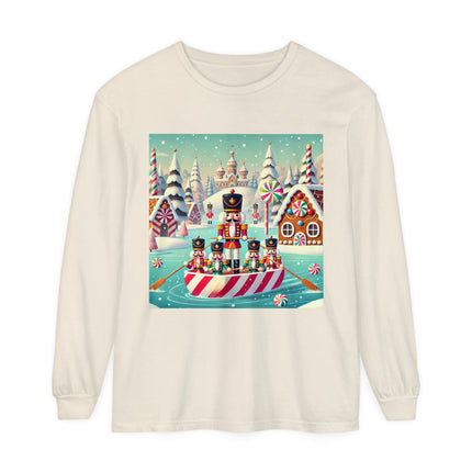 Nutcracker Candy-Striped Adventure Unisex Garment-dyed Long Sleeve T-Shirt