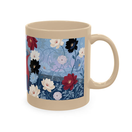 💌🌺 The Lady Of The Scattered Love Letters Ceramic Mug – Art Deco Romantic Elegance