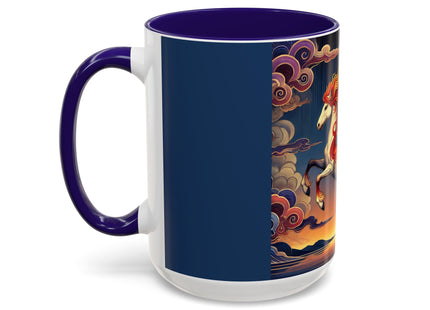 Flame-Winged Horse at Sunset Colorful Mugs (11oz, 15oz)