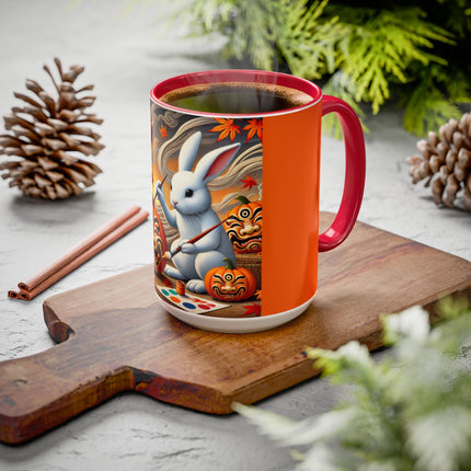 Halloween Rabbit’s Kabuki Jack-o’-Lanterns Colorful Mugs (11oz, 15oz)