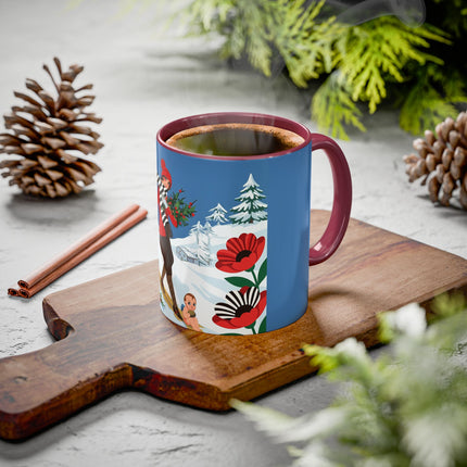🎿🎄 The Christmas Holly Skier Colorful Mug – Whimsical Holiday Fantasy