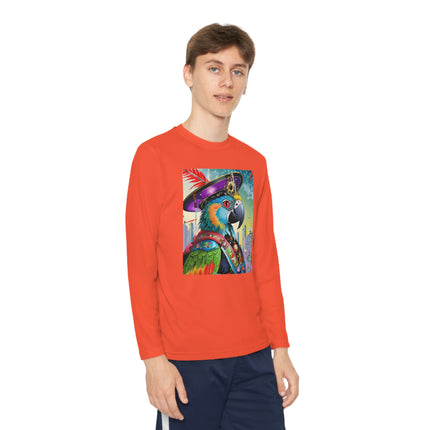 Tech Plumes Youth Long Sleeve Competitor Tee – Neon Wings & Cyberpunk Adventure