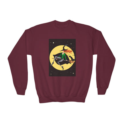 A Witch’s Moonlit Flight Youth Crewneck Sweatshirt