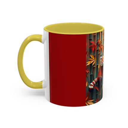 Red Panda at an Autumn Bamboo Grove Colorful Mugs (11oz, 15oz)