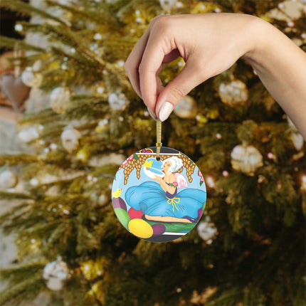 Blooms and Chicks Glass Ornament