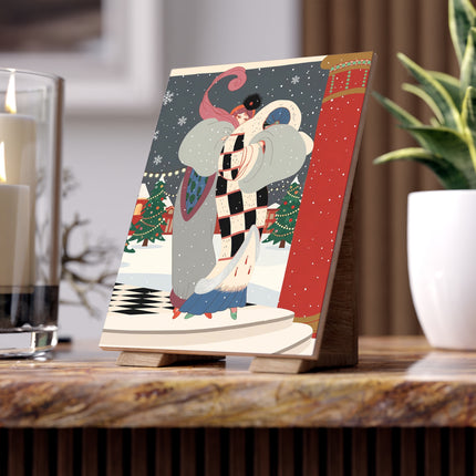 ❄️🎄 The Winter Couture Promenade Ceramic Tile – Art Deco Christmas Elegance