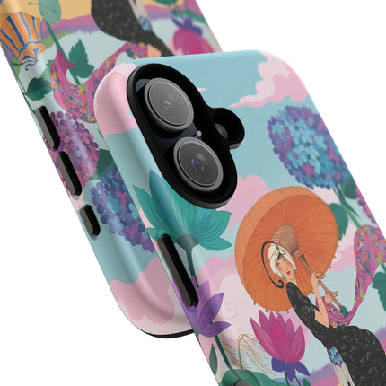 🌊☂️ The Lady Of The Flowered Seashore Phone Case – Art Deco Seaside Fashion