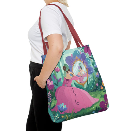 🌸🪞 The Lady Of The Enchanted Garden Mirror Tote Bag – Art Deco Floral Fantasy