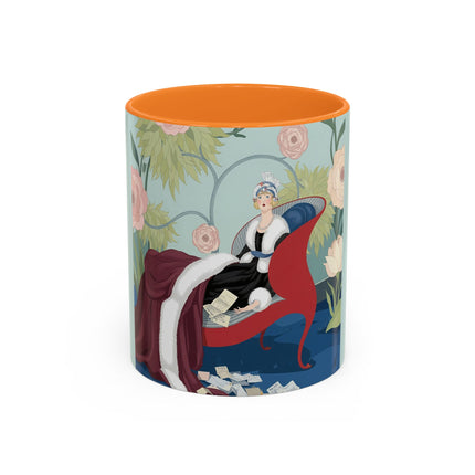 The Lady Of The Scarlet Chaise Colorful Mugs – Art Deco Romantic Elegance