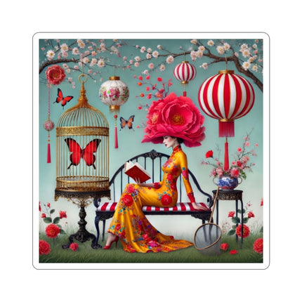 Reading In A Painted Garden Kiss-Cut Stickers (4 Sizes)