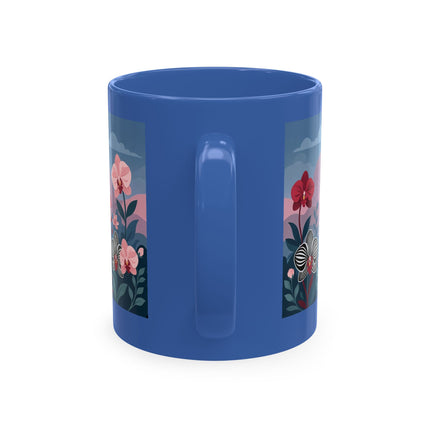🖤🌸 The Lady Of The Striped Orchid Garden Ceramic Mug – Art Deco Fashion Elegance