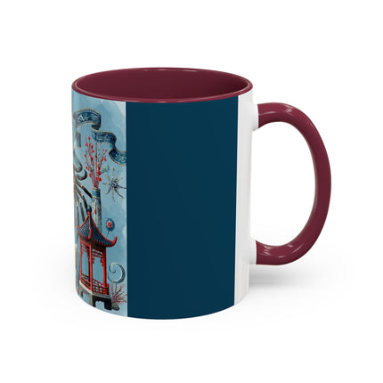Spotted Crab & Pagoda Colorful Mug – Mystical Ocean & Asian Harmony