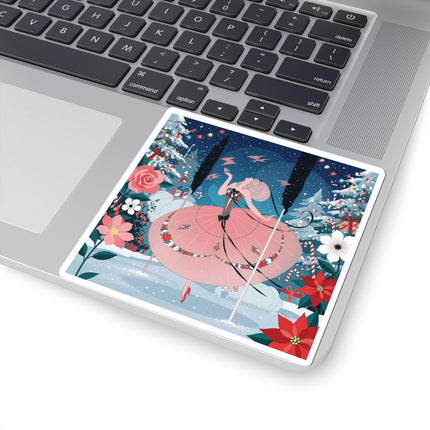 🎠❄️ The Christmas Carousel Dream Kiss-Cut Sticker – Art Deco Holiday Fantasy