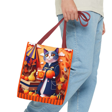 British Shorthair at an Autumn Market Tote Bag (AOP)