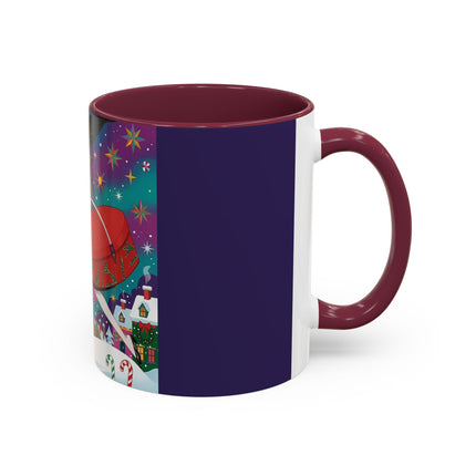 🎁✨ The Lady Of The Christmas Hatbox Colorful Mug – Art Deco Holiday Fantasy