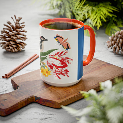 Woodpecker & Tulip Colorful Mugs – Vibrant Spring & Bold Beauty