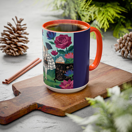 The Lady Of The Lotus Garden Colorful Mugs – Art Deco Botanical Elegance