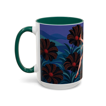 🖤🌺 The Midnight Floral Acrobat Colorful Mug – Art Deco Fashion Whimsy