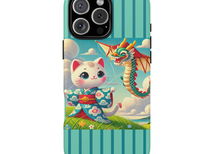 Geisha Kitten and the Dragon Kite Phone Cases