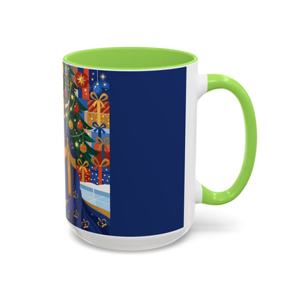 👑🎄 The Christmas Queen Of Golden Bells Colorful Mug – Art Deco Holiday Elegance