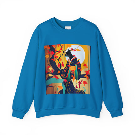 Black Cat in Kimono Unisex Heavy Blend™ Crewneck Sweatshirt