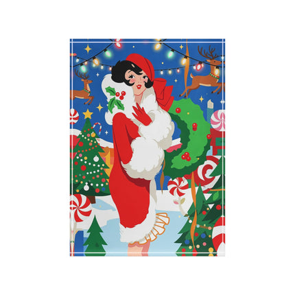 🦌🍬 The Lady Of The Peppermint Christmas Garden Acrylic Art Block – Colorful Art Deco Holiday Fantasy