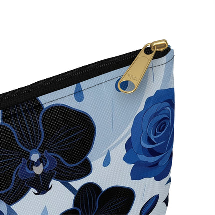 ☔💙 The Blue Rain Promenade Accessory Pouch – Art Deco Floral Fashion