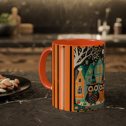 Night of the Trick-or-Treating Owlets Colorful Mugs, 11oz