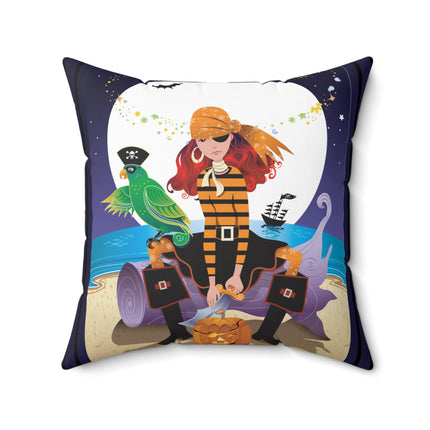 Moonlit Pirate Halloween Spun Polyester Square Pillow