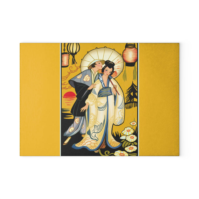 Golden Embrace Glass Cutting Board