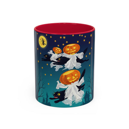 🐈‍⬛🎃 The Flying Black Cats Of Halloween Colorful Mug – Whimsical Storybook Charm