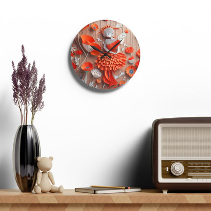 Poppy Fairy Acrylic Wall Clock, Round and Square