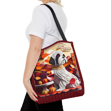 Shih Tzu at an Autumn Wine Tasting Tote Bag (AOP)