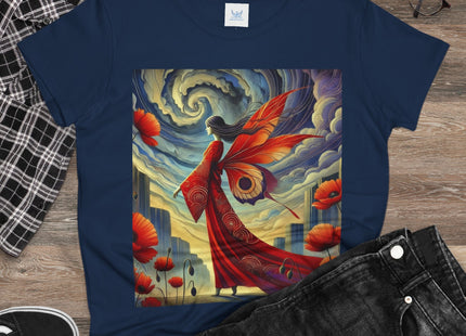 The Poppy Fairy in the Wind Cotton Tee