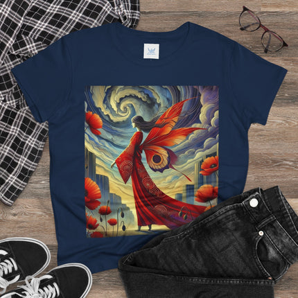 The Poppy Fairy in the Wind Cotton Tee
