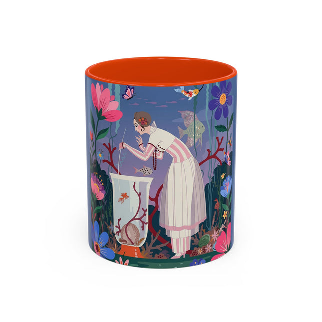 The Lady Of The Enchanted Aquarium Colorful Mugs – Art Deco Aquatic Elegance
