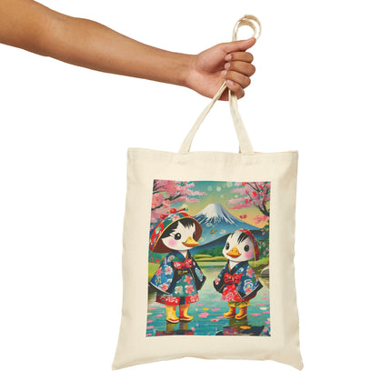 Rainy Day Ducks Cotton Canvas Tote Bag