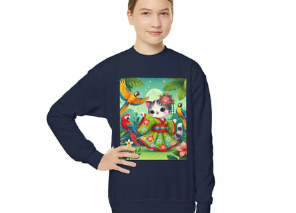 Parrot Dance of the Geisha Kitten Youth Crewneck Sweatshirt