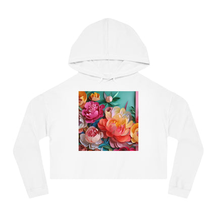 Peonies in Full Bloom Women’s Cropped Hooded Sweatshirt