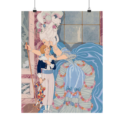 🌹💙 Madame De Sabran Matte Vertical Poster – George Barbier Art Deco Aristocratic Elegance