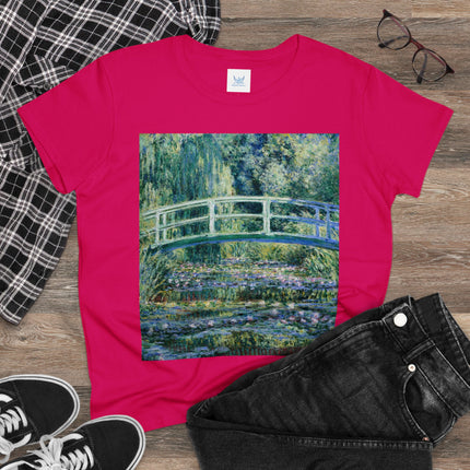 Water Lilies and Japanese Bridge by Claude Monet Women's Midweight Cotton Tee