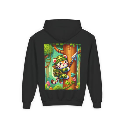 Stealthy Stripes Youth Hooded Sweatshirt – Adventure, Courage & Jungle Spirit