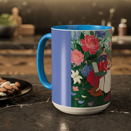 The Ladies Of The Blossoming Vanity Colorful Mugs – Art Deco Floral Elegance
